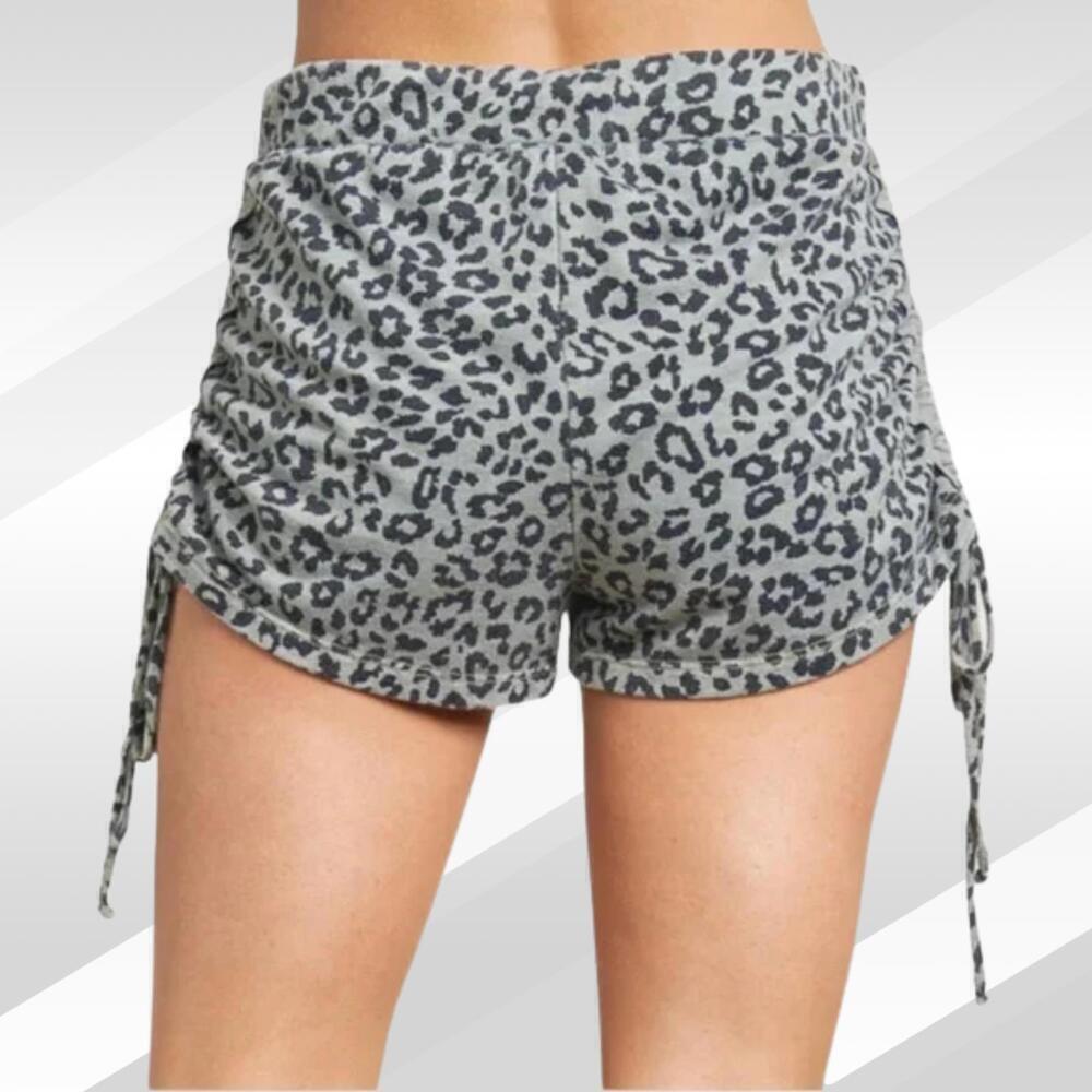 2/$20 Maronie Leopard Print Side Gathered Shorts Sage Size M | Casual Style - Picture 3 of 9